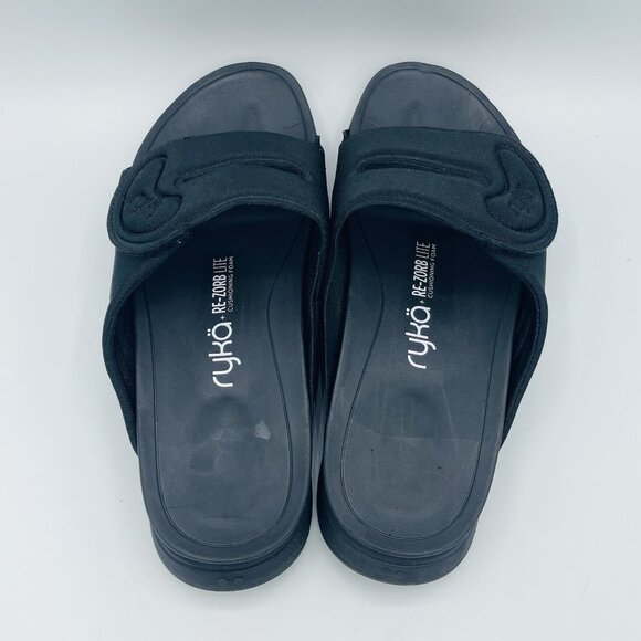 Ryka Sandals Womens Size 8 Wide Black Tao Recovery Flip Flops Comfort Adjustable - Picture 8 of 12